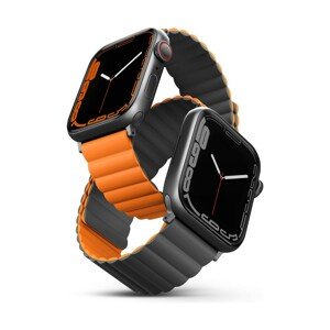 UNIQ Revix oboustranný řemínek pro Apple Watch 49/45/44/42mm Charcoal (šedý/oranžový)