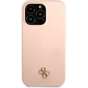 Guess 4G Silicone Metal Logo kryt iPhone 13 Pro růžový