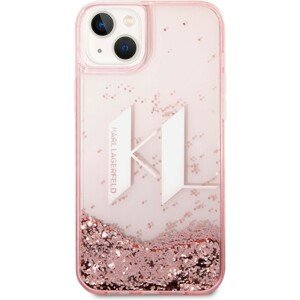 Karl Lagerfeld Liquid Glitter Big KL Logo kryt iPhone 14 Plus růžový