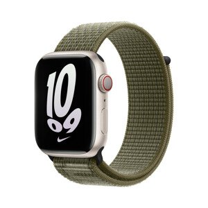 Apple Watch 49/45/44/42mm sekvojovozeleno/platinový Nike provlékací sportovní řemínek