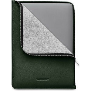 Woolnut kožené Folio pouzdro pro 13"/14" MacBook tmavě zelené