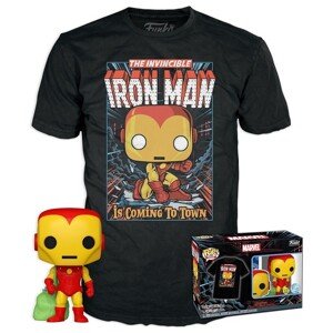 Funko POP! & Tee: Marvel- Holiday Iron Man (GITD) M