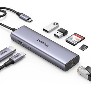 UGREEN USB-C Hub na 2x USB 3.0, HDMI, RJ45, SD/TF a PD port