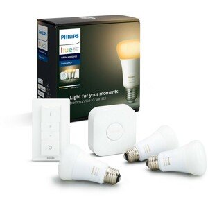 Philips Hue White Ambiance 3x Bluetooth žárovka LED E27/A60 9W 806 lm + bridge + switch