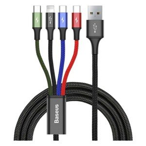 Baseus Fast 4-in-1 kabel s Lightning/2x USB-C/MicroUSB 3.5A 1.2m černý