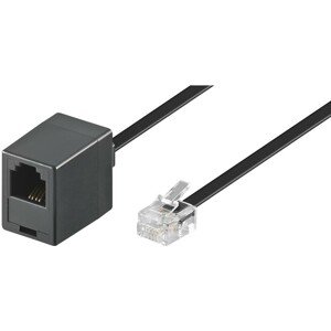 PremiumCord telefonní kabel prodlužovací 6P4C plug - 6P4C jack černý 10m