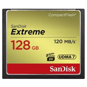 SanDisk Extreme CF 128 GB 120 MB/s zápis 85 MB/s UDMA7; SDCFXSB-128G-G46