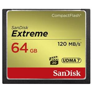 SanDisk Extreme CF 64 GB 120 MB/s zápis 85 MB/s UDMA7; SDCFXSB-064G-G46