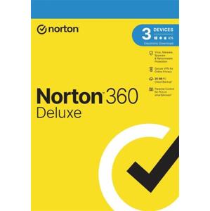 NORTON 360 DELUXE 25GB +VPN 1 uživatel pro 3 zařízení na 3 roky ESD; 21435519
