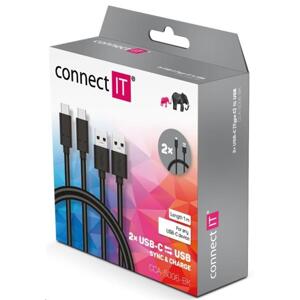 CONNECT IT Wirez USB-C (Type C) - USB, černý, 1 m (2 ks v balení); CCA-5006-BK