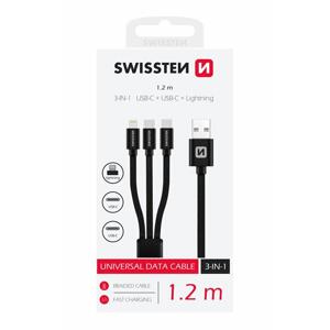 Swissten datový kabel textile 3in1 1,2 M ČERNÝ; 72501103