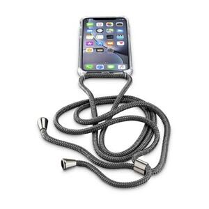 Cellularline Transparentní zadní kryt Neck-Case s černou šňůrkou na krk pro Apple iPhone XR; NECKCASEIPH961K