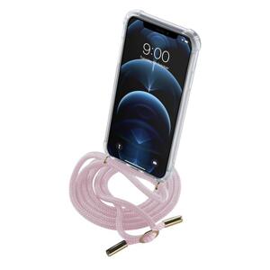 Cellularline Transparentní zadní kryt Neck-Case s růžovou šňůrkou na krk pro Apple iPhone 12 PRO; NECKCASEIPH12MAXP