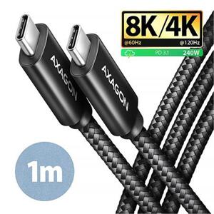 Axagon BUCM4X-CM10AB NewGEN+ kabel USB-C <-> USB-C, 1m, USB4 Gen 3×2, PD 240W 5A, 8K HD, ALU, oplet, černý; BUCM4X-CM10AB