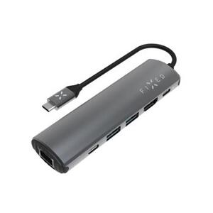 Fixed 6-portový hliníkový USB-C HUB pro, pro notebooky a tablety, šedý; FIXHU-P-GR