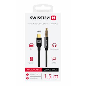 Swissten audio adaptér textile USB-C (samec)/3,5 mm jack (samec) 1,5M černý; 73501303