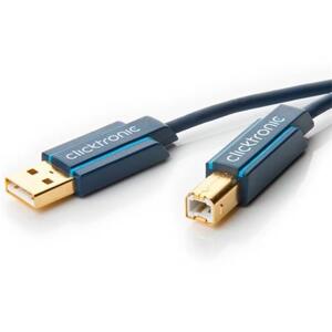 ClickTronic HQ OFC USB2.0 kabel, A-B, zlacené konektory, 3m; CLICK70097