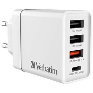 Verbatim USB nabíječka do sítě, 30W, 4 portová, bílá; 49701