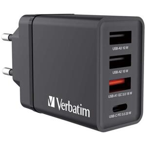 Verbatim USB nabíječka do sítě, 30W, 4 portová, černá; 49700