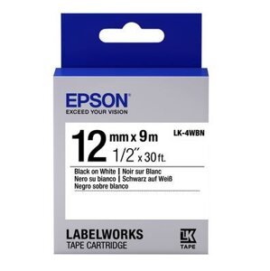 Epson Label Cartridge Standard LK-4WBN Black White 12mm (9m); C53S654021