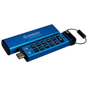 Kingston Ironkey Keypad 200C 256GB 280MBps USB 3.0 USB-C Modrá; IKKP200C/256GB