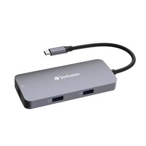 Verbatim USB-C Pro Multiport Hub CMH-05, 5 portů HDMI, USB-A, USB-C, RJ45 , stříbrná; 32150