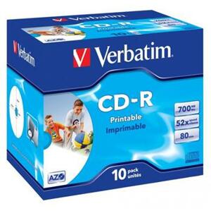 Verbatim CD-R 700MB, 52x Printable, 10ks ; 43325