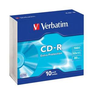 Verbatim CD-R 700MB 52x, 10ks - média, Extra Protection, slim case 43415; 43415