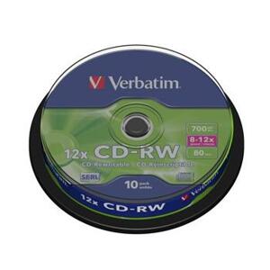 Verbatim CD-RW 700MB 12x, 10ks - média, Scratch Resistant, spindle 43480; 43480
