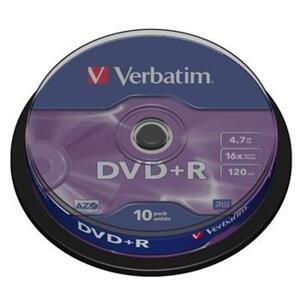Verbatim DVD+R 4,7GB 16x, 10ks - média, AZO, spindle 43498; 43498