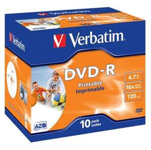 Verbatim DVD-R 10ks Printable/16x/4.7GB/Jewel 43521; 43521