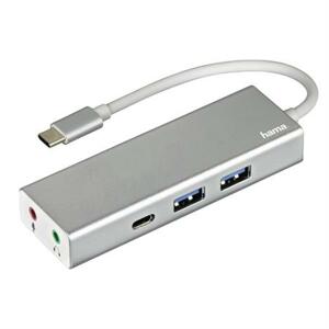 Hama USB-C 3.1 hub Aluminium, 2x USB-A, USB-C, 3,5 mm audio; 135758