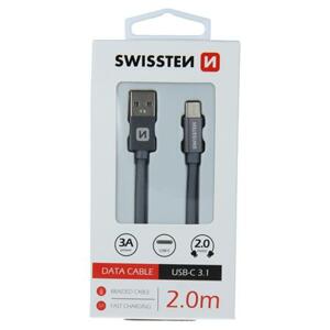 Swissten USB/USB-C 2m, šedý, textilní; 71521302