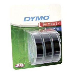 Dymo originální páska do tiskárny štítků, Dymo, S0847730, černý podklad, 3m, 9mm, 3D, 1 blistr/3 ks; S0847730