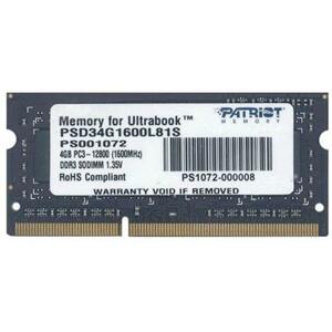 Patriot Signature Line 4GB DDR3L 1600 SODIMM SR; PSD34G1600L81S