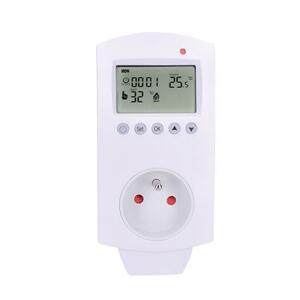 Solight Termostaticky spínaná zásuvka, zásuvkový termostat, 230V/16A, režim vytápění nebo chlazení, různé teplotní režimy; DT40
