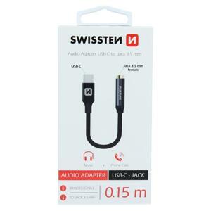 Swissten Audio adaptér textile USB-C/Jack (samice) 0,15 M, černý; 73501301