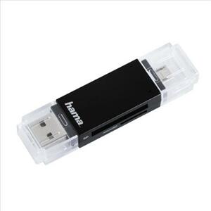 Hama USB 2.0 OTG čtečka karet Basic, SD/microSD, černá; 181056