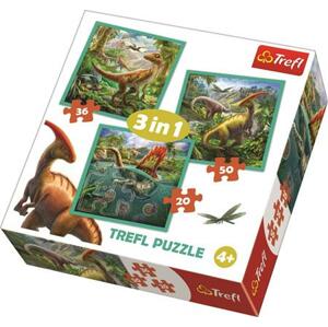 TREFL Puzzle Neobyčejný svět dinosaurů 3v1 (20,36,50 dílků); 123794