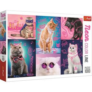 TREFL Puzzle Neon Color Line Super kočky 1000 dílků; 129481