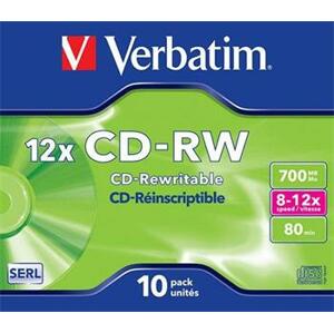 Verbatim CD-RW 700MB 12x, 10ks media, Scratch Resistant, jewel 43148; 43148