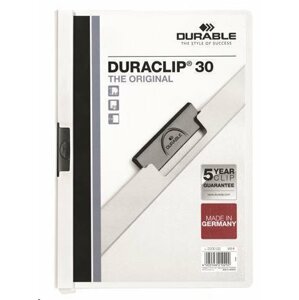 Durable Desky s rychlovazačem "DURACLIP 30", bílá, s klipem, A4; DB220002