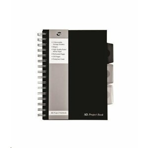 Pukka Pad Blok "Black project book", A5, černá, linkovaný, 125 listů, spirálová vazba; PUPBA5V