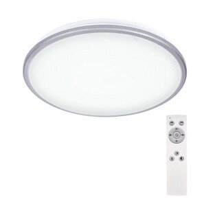 Solight LED stropní světlo Silver, kulaté, 24W, 1800lm, stmívatelné, dálkové ovládání, 38cm; WO761