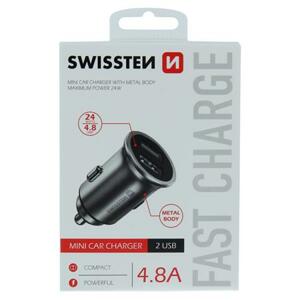 Swissten  CL adaptér 2x USB 4,8a metal stříbrný; 20115100
