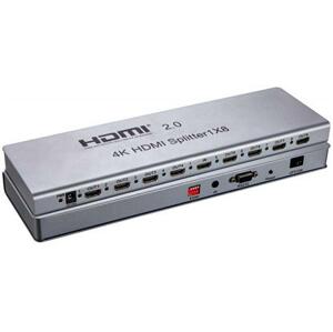 PremiumCord HDMI 2.0 splitter 1-8 portů, 4K x 2K/60Hz, FULL HD, 3D, repeater v setu; khsplit8e