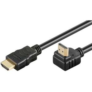 PremiumCord HDMI High Speed+Ethernet kabel, zlacený zahnutý konektor 90° 10m; kphdmea10