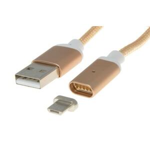 PremiumCord Magnetický micro USB 2.0, A-B nabíjecí a datový kabel 1m, zlatý; ku2m1fgo