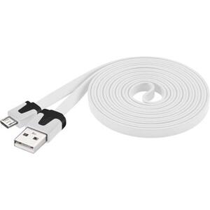 PremiumCord Kabel micro USB 2.0, A-B 2m, plochý PVC kabel, bílý; ku2m2fp1