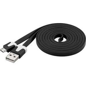 PremiumCord Kabel micro USB 2.0, A-B 2m, plochý PVC kabel, černý; ku2m2fp2